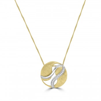 9ct Gold Diamond Abstract Circle pendant chain