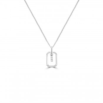 9ct White Gold Diamond Frame pendant chain