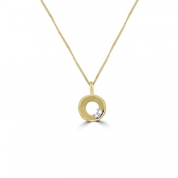 9ct Gold Two-stone Diamond Circle pendant chain