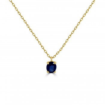 9ct Gold Sapphire Solitaire pendant chain