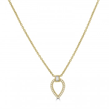 9ct Gold Diamond Open Pear pendant chain
