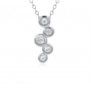 9ct White Gold Diamond Scatterset Pendant chain