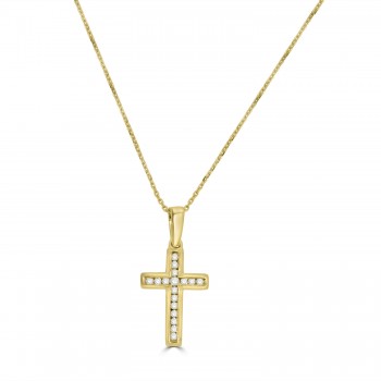 9ct Gold Diamond Cross Pendant chain