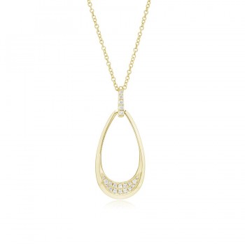 9ct Gold Diamond Pave Pear Shaped Pendant chain