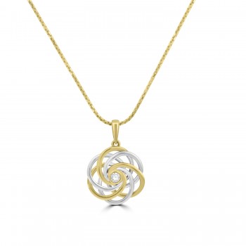 9ct Two Tone Gold Diamond Swirl pendant