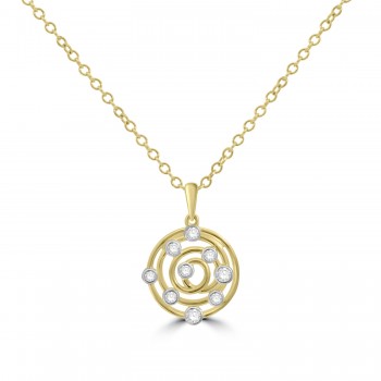 9ct Gold Concentric Circle Diamond Gaudi  pendant