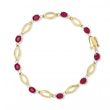 9ct Gold Ruby and Diamond Open Leaf bracelet 9ct Gold Ruby and Diamond Open Leaf bracelet