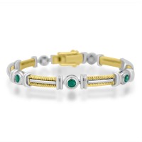 14ct Gold Two Tone Emerald Bracelet