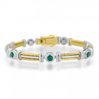 14ct Gold Two Tone Emerald Bracelet