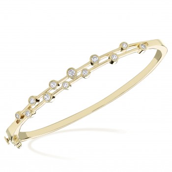 9ct Gold Diamond Bubble Bangle
