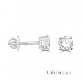 Platinum Solitaire 1.00ct Lab Grown Diamond stud earrings