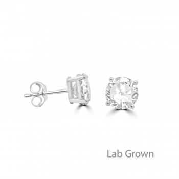 18ct White Gold 3.08ct Lab Grown Diamond Solitaire stud earring
