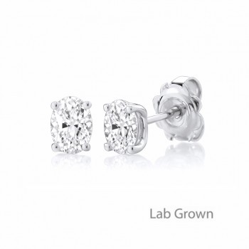9ct White Gold Oval Lab Grown Diamond Solitaire stud earrings