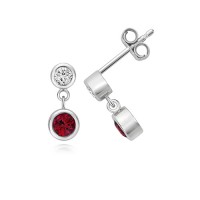 Sterling silver Lab Grown Diamond and Ruby Drop earrings