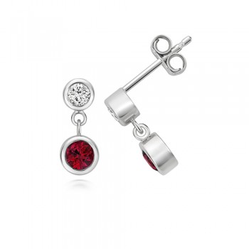 Sterling silver Lab Grown Diamond and Ruby Drop earrings