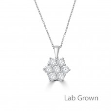 18ct White Gold Lab Grown 2.01ct Diamond Daisy cluster pendant