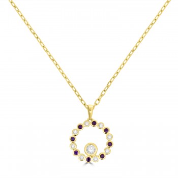 9ct Gold Sapphire and Lab Grown Diamond Circle of Life pendant