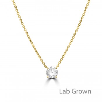 9ct Gold Solitaire 1.00ct Lab Grown Diamond pendant chain