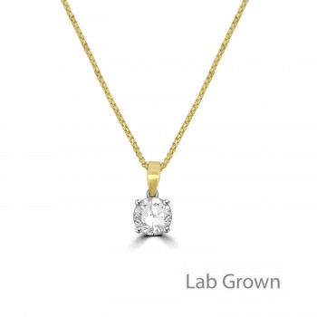 18ct Gold Platinum Solitaire Lab Grown DVS1 Diamond Pendant