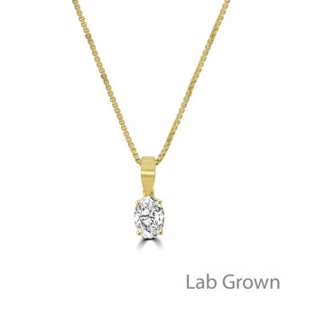 18ct Gold Oval Lab Grown Diamond Solitaire pendant