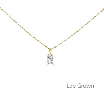 9ct Gold Solitaire Oval Lab Grown Diamond Pendant
