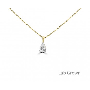9ct Gold Lab Grown Pear Diamond pendant
