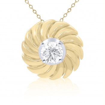 9ct Gold Lab Grown Diamond Pendant Swirl chain
