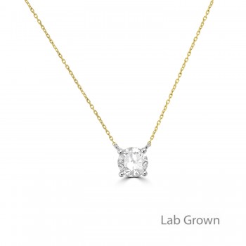 18ct Gold Solitaire Lab-Grown EVS1 Diamond pendant chain
