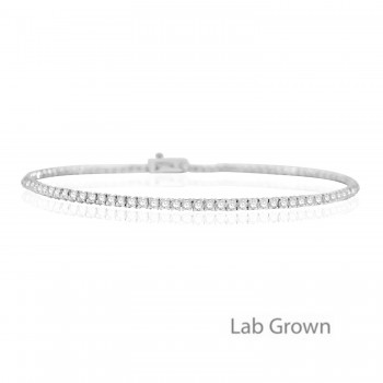 9ct White Gold Lab Grown 2.00ct Diamond Tennis Bracelet