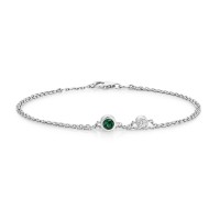 Sterling silver Lab Grown Emerald and Diamond Bracelet