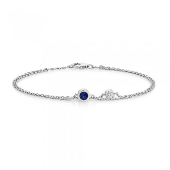 Sterling silver Lab Grown Sapphire and Diamond Bracelet