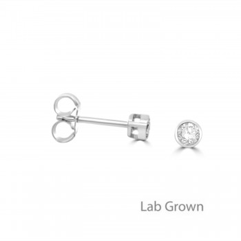 Sterling silver Lab Grown Diamond 3mm Rubover stud earrings