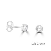 Sterling silver Solitaire Lab Grown Diamond Bezel stud earrings