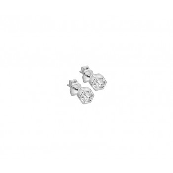 Sterling silver Hexagonal Solitaire stud earrings