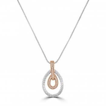 Sterling silver & Rose Gold Cubic Zirconia Pendant Chain