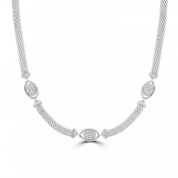 Sterling silver Cubic Zirconia Mesh Collar