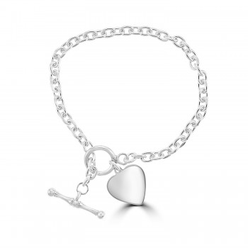 Silver Heart T-bar Bracelet