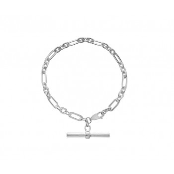 Sterling silver Figaro T-Bar Bracelet