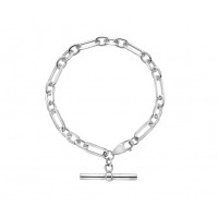 Sterling silver T-Bar Figaro Bracelet