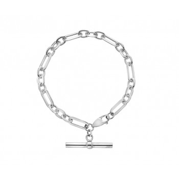 Sterling silver T-Bar Figaro Bracelet