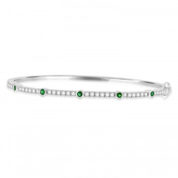 Sterling silver Emerald and Cubic Zirconia Bangle
