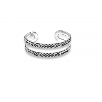 Oxidised Silver Split Torq Bangle