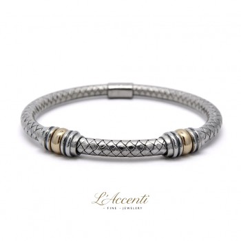 Sterling silver 18ct Gold ringed bangle