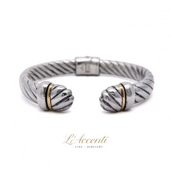 Sterling silver 18ct Gold Torq Bangle