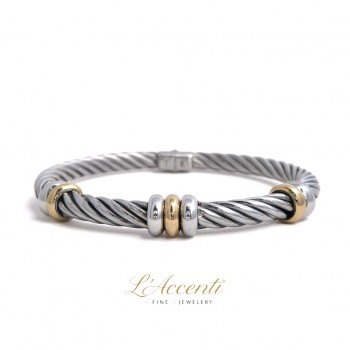 Sterling silver 18ct Gold Seven-ring Twist Bangle