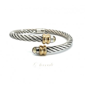 Sterling Silver 18ct Gold Citrine Overlap Twist Bangle