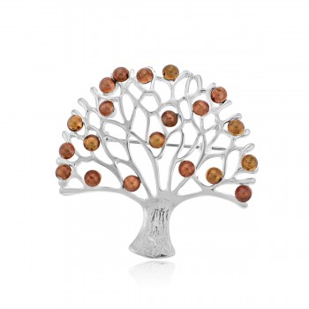 Sterling Silver & Copper Tree of Life Brooch