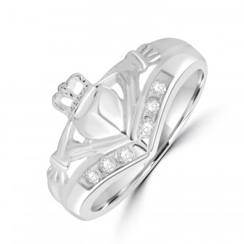 Sterling silver Claddagh Wishbone dress ring