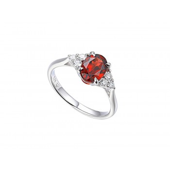 Sterling silver Garnet Trefoil dress ring