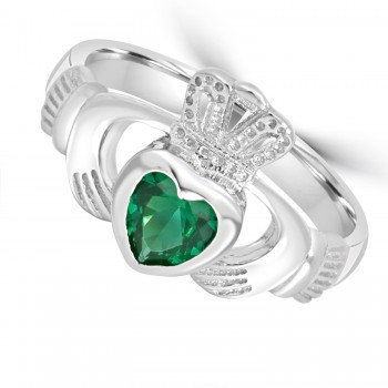 Sterling silver Green stone Claddagh ring